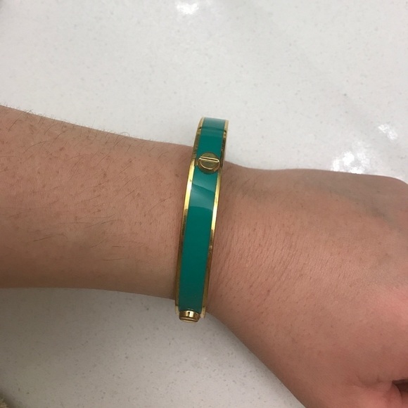 Gold and teal enamel bangle C. Wonder - Picture 2 of 4